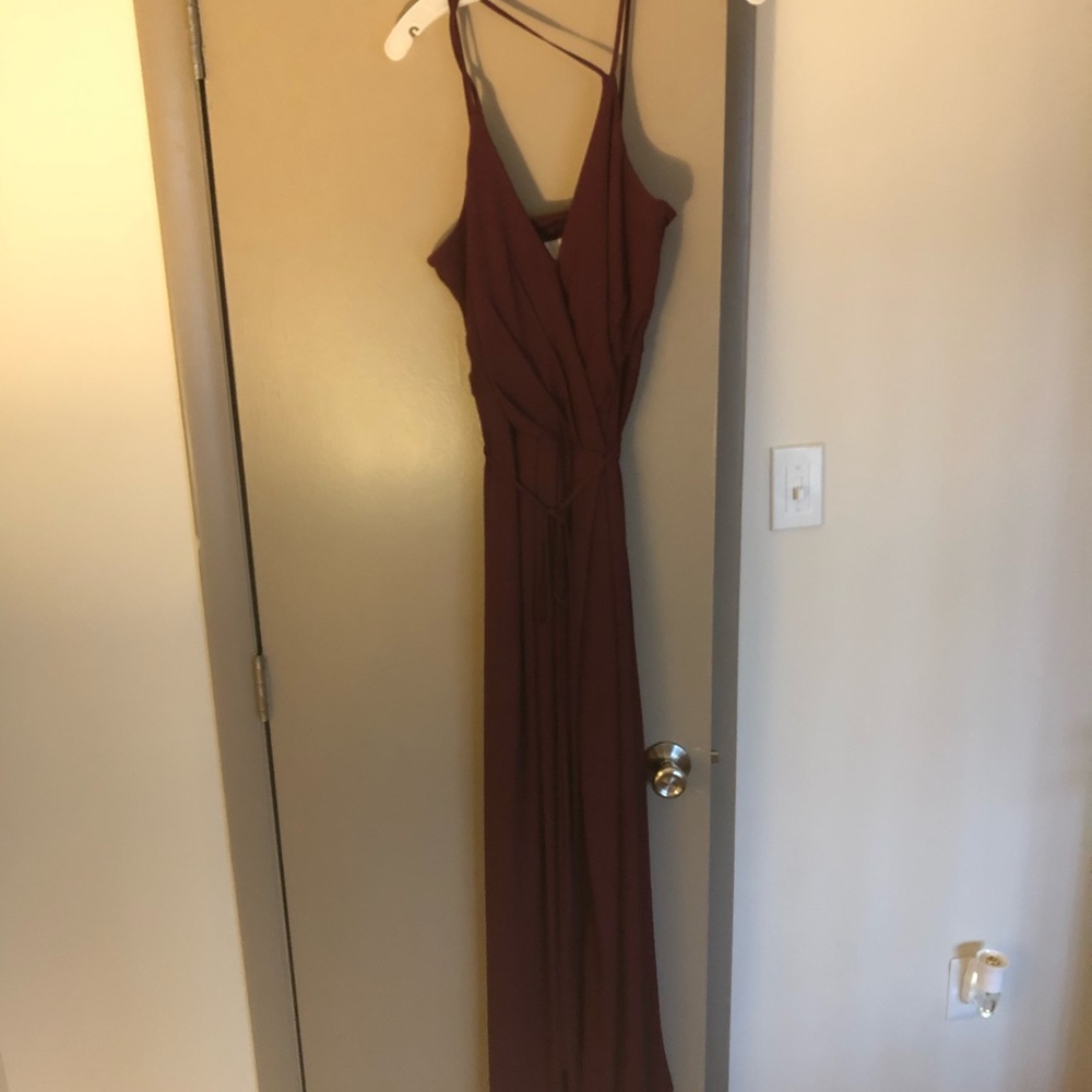 David’s Bridal Long Bridesmaids Wrap Dress, Wine